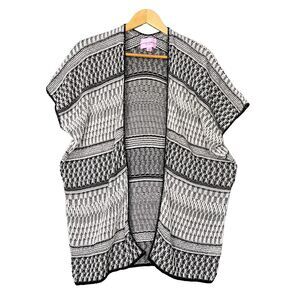 Sweet & Sinful New York Womens Small Open Front Cardigan Black White Boho USA